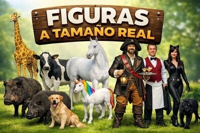 Figuras a tamaño real de animales y personajes en resina y fibra de vidrio para decoración interior y exterior